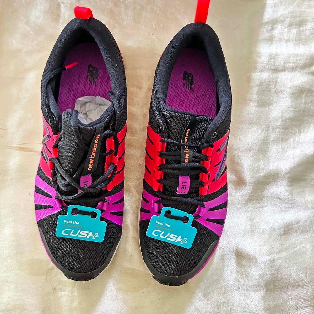 TRAINERS, NEW BALANCE, LADIES 8W, MULTI-COLOUR BRIGHTS & BLACK FABRIC, FANTOM